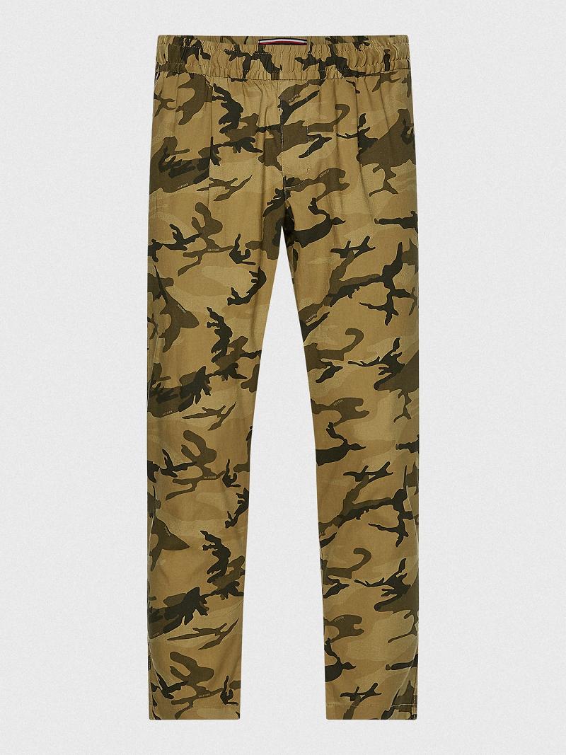 Férfi Tommy Hilfiger Tapered fit camo Nadrág Zöld | HU 1126TCE